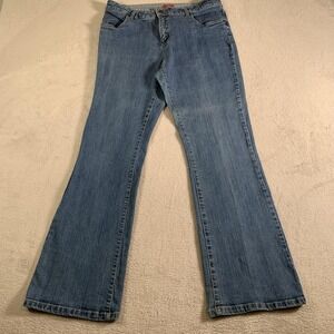 Smiths Dungarees Jeans Womens 14 Blue Bootcut Stretch Denim Embroidered Boot